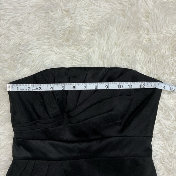 Black strapless sheath cocktail dress peplum detail modern sophisticated y2K - Picture 3 of 7